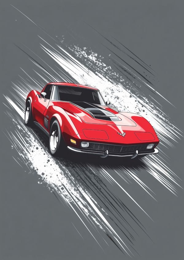 A3 Portrait Corvette Wallpaper on Aluminum