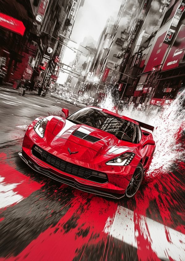 A3 Portrait Corvette Wallpaper on Aluminum