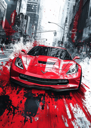 A3 Portrait Corvette Wallpaper on Aluminum